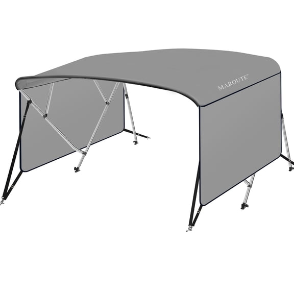 Durable Sun Shade 4 Bow Bimini Top for Boats – PU Coated Canvas, 1" Aluminum Alloy Frame, Adjustable Rear Support Poles, Straps, Zippered Storage Boot, Waterproof