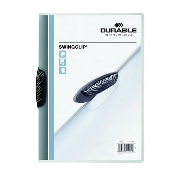 Durable SWINGCLIP Report Cover, Letter Size, 30 Sheet Capacity, Black Clip, 25 Box