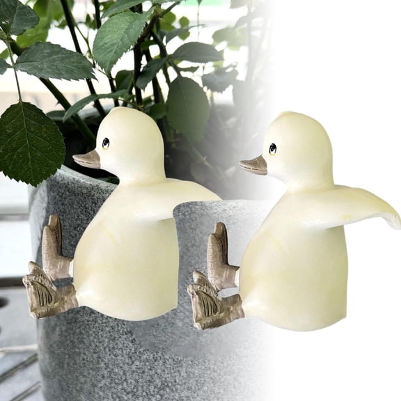 Durable Synthetic Resin Hand-Painted Duck Figurine with a Clip-On Design Perfect for Hanging on Fish Tank Edges Fences or Shelves Adding Charming Outdoor Decor in Yellow