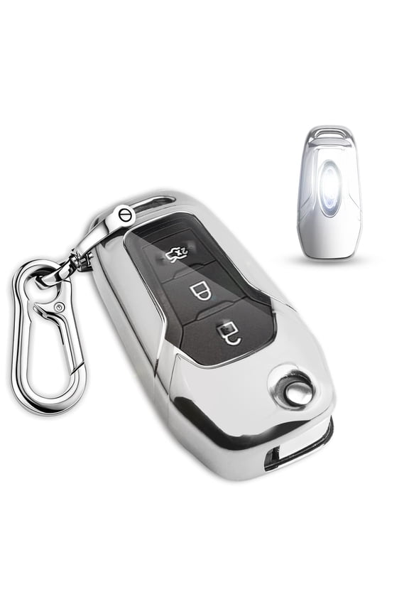 Durable TPU Protective Key Fob Cover with Keychain Compatible with Select Ford Models Including F150 F250 Focus 3 Escort Kuga Everest Fiesta Mustang Edge MKV Fusion Ranger for 2015-2019 Flip Remote