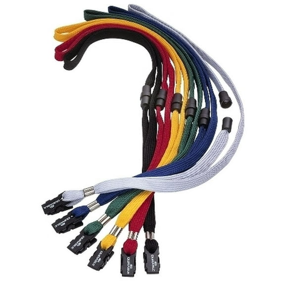 Durable Textile Lanyard 10 mm Grey | Pack of 10 Necklaces | Includes Safety Release | Holds a Variety of Badges and Passes