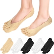 Durable Toe Alignment Socks,6 Pairs Soft Bunion Corrector Socks,Multi-color Athletic Breathable Toe Separator Socks for Women,GirlBeige/Black/White