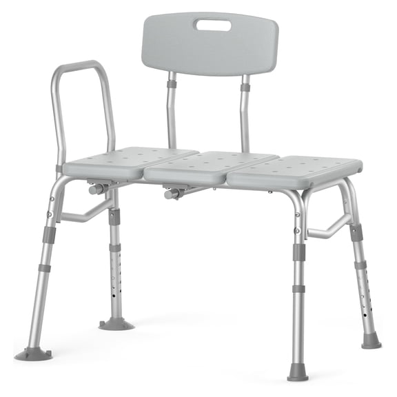 ZOTO Tub Transfer Bench, 400 lbs Heavy Duty Shower Chair for Seniors, Height Adjustable Bathtub Transfer Bench with Reversible Backrest