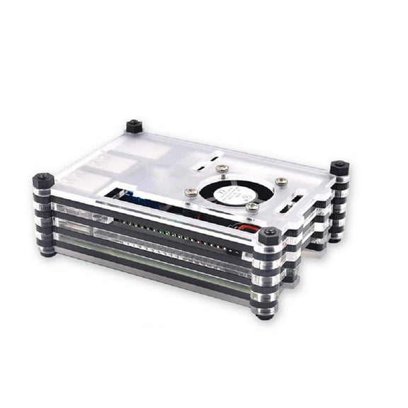 Durable Transparent Clear  9 Layers Case with Cooling Fan Heatsink Screwdriver for Raspberry Pi 3B/3B+ Accessory