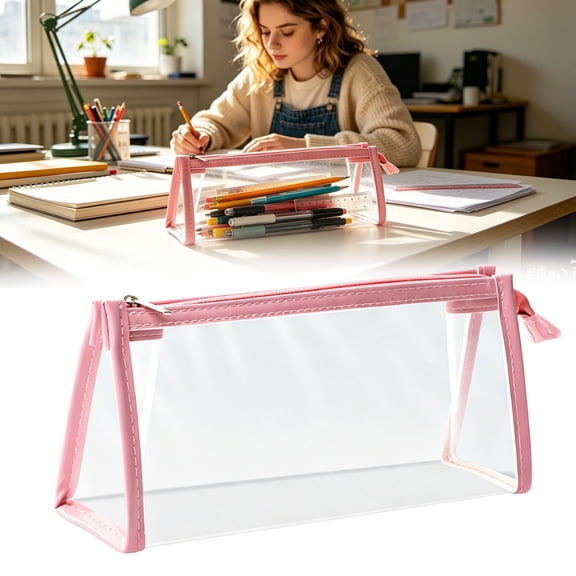 Durable Transparent Pencil Case Kit Featuring Engineered Wood and Space-saving Design - Professional Grade - Suitable for Bathroom Use