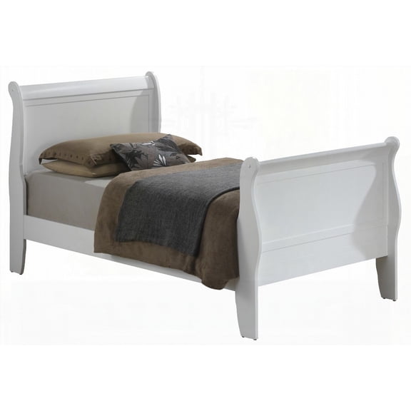 Traditional Twin Bed in Pristine White - 87"D, 41"W x 44"H, Durable Frame for Long Use