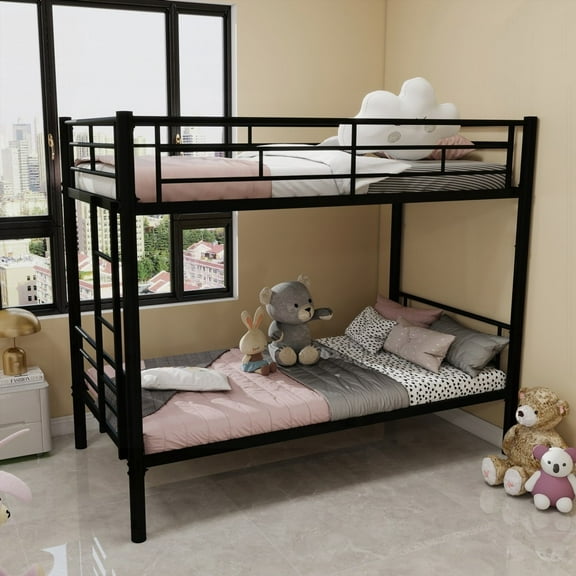 Durable Twin Over Twin Metal Bunk Bed|Convertible 2 Beds|Sturdy