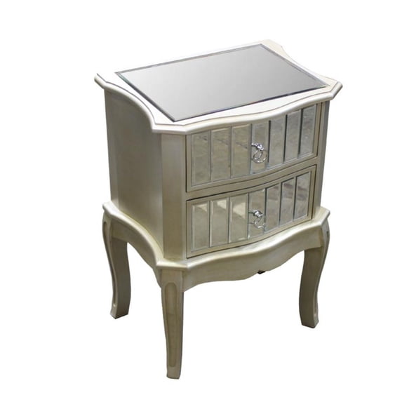Benzara Gold-tone Wood Two-drawer Accent Cabinet