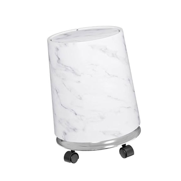 Durable Two Tiers Marble Finish Waste Container 2.1Gallon Compactly Design For Small Space Kitchen Bathroom Office Use