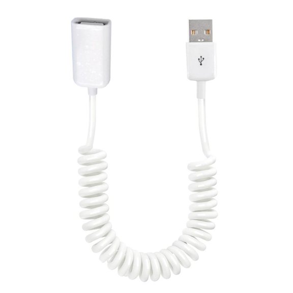 Durable USB 2.0 Male to Female Spiral Coiled Cable for Quick Data Transfer