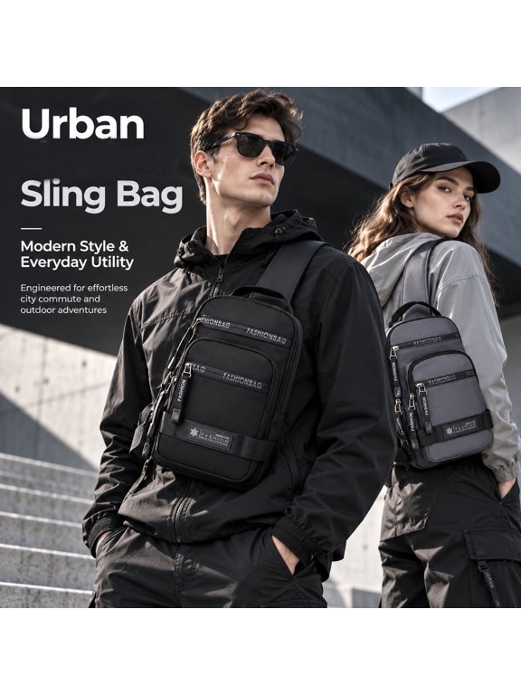 Durable Unisex Sling Shoulder Bag, Adjustable Crossbody Chest Pack for Outdoor Activities, Travel, and Everyday Essentials (Black)
