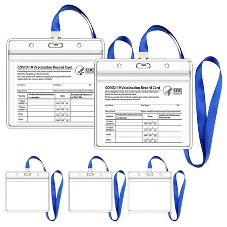 Durable Vaccination Card Holder with Lanyard - 5 pack