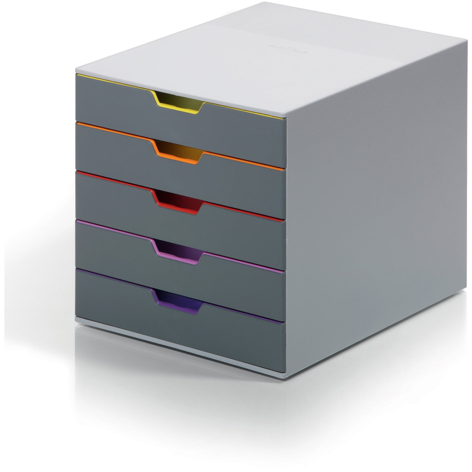 Durable® Varicolor® Desktop 5 Drawer Organizer - 11" W X 11-3/8" H X 14" D - 5 Drawers - Color Labeled Tabs - Charcoal