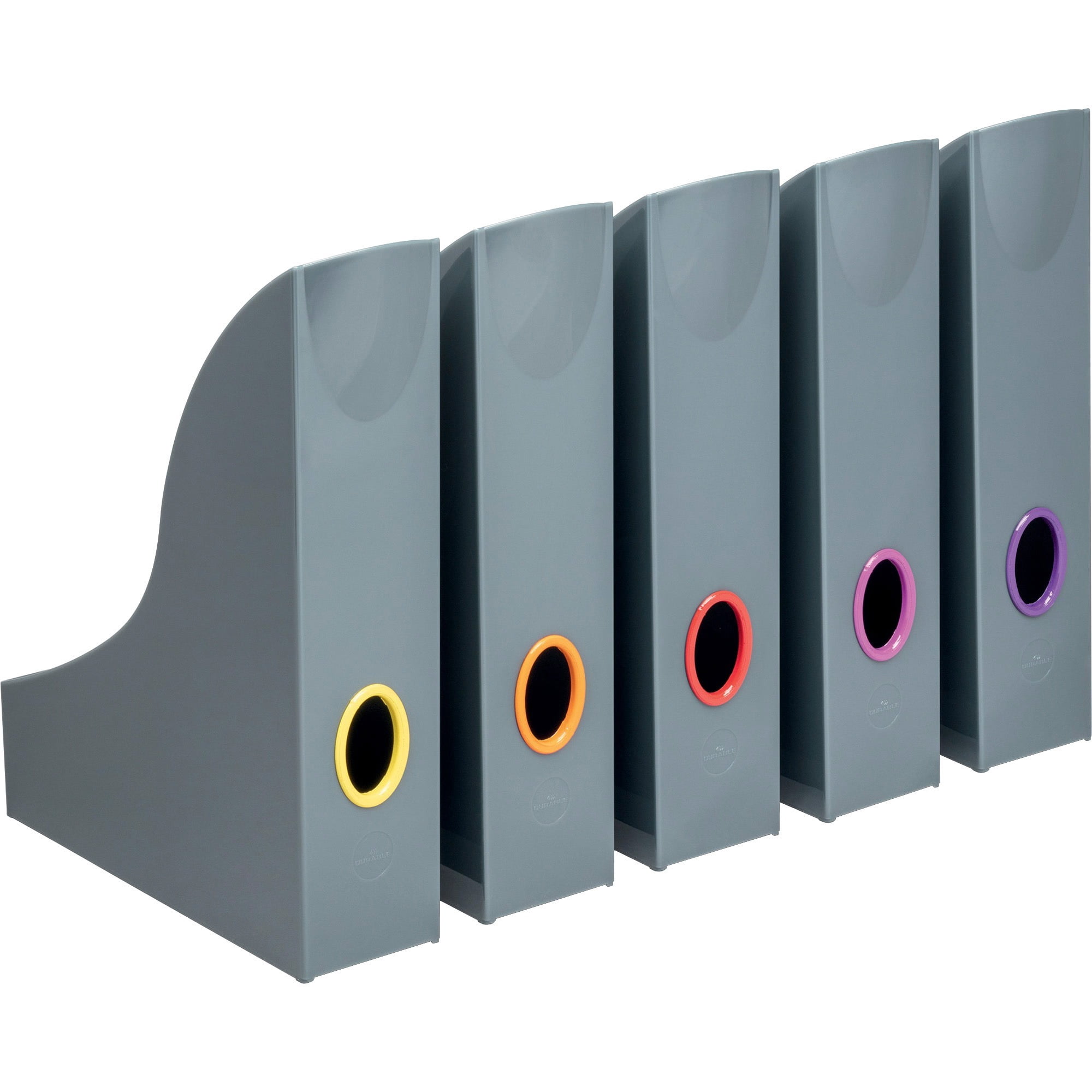 Durable Varicolor Magazine Rack Set, Gray/multicolor - 5 Pack - Gray, Multicolor - 5 / Carton
