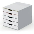 thumbnail image 1 of Durable Varicolor Mix 5 Drawer Desktop Storage Box, White/multicolor - 5 Drawer(s) - 11" Height X 11.5" Width X 14" Depth - Desktop - White, Multicolor - Plastic - 1 / Each, 1 of 8