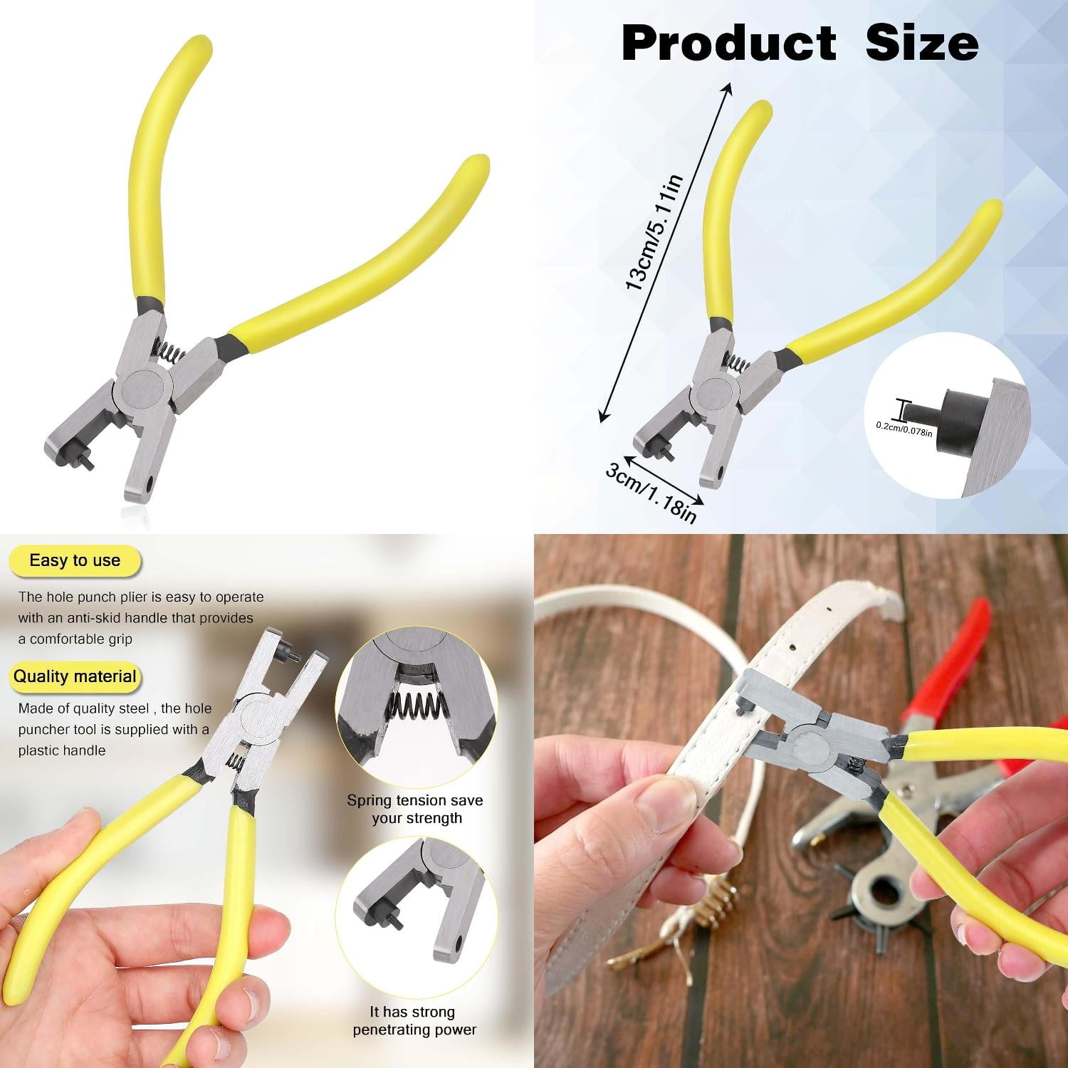 Durable and Versatile Leather Watch Band Hole Punch Plier with 2.0mm