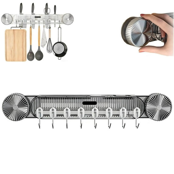Durable Wall Mounted Inline Vacuum Hooks, No-Drill Strong Adhesive Utensil Hanging Rack, Multi-Functional Holder for Storing Knives, Rags
