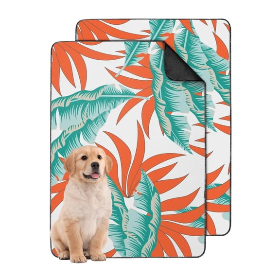 Durable Washable Puppy Pads with Tropical Theme, Reusable Design Saves Money, Non-Skid Backing Provides Stability on Any Indoor Surface. (Hawaiian plant patterns, 24" x35")