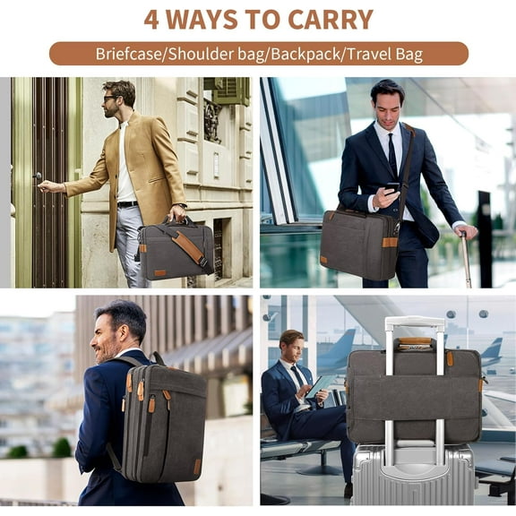 Durable Water Resistant 3-in-1 Laptop Messenger Bag for Men - Fits 17-17.3 Inch Laptops