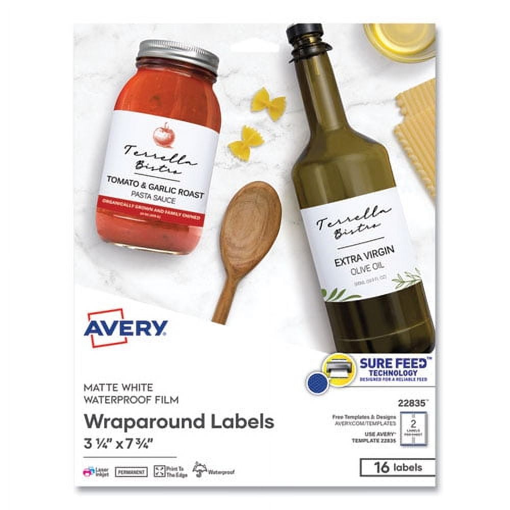 Durable Water-Resistant Wraparound Labels W/ Sure Feed, 3 1/4 X 7 3/4, 16/pk | Bundle of 10 Packs