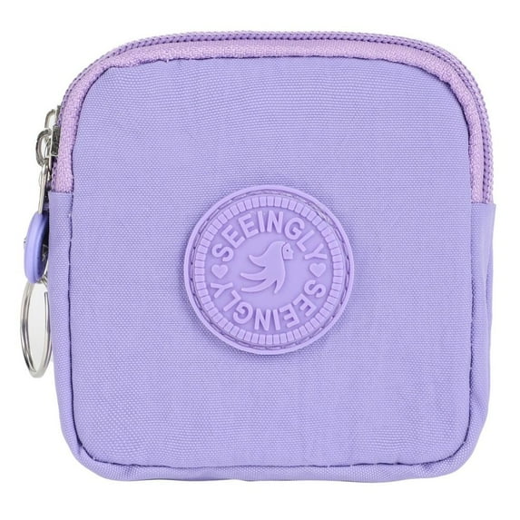 Durable Wear-resistant with Key Ring Male Female Canvas Wallet Money Bag Credit Card Holoder Money Coin Purse LIGHT PURPLE
