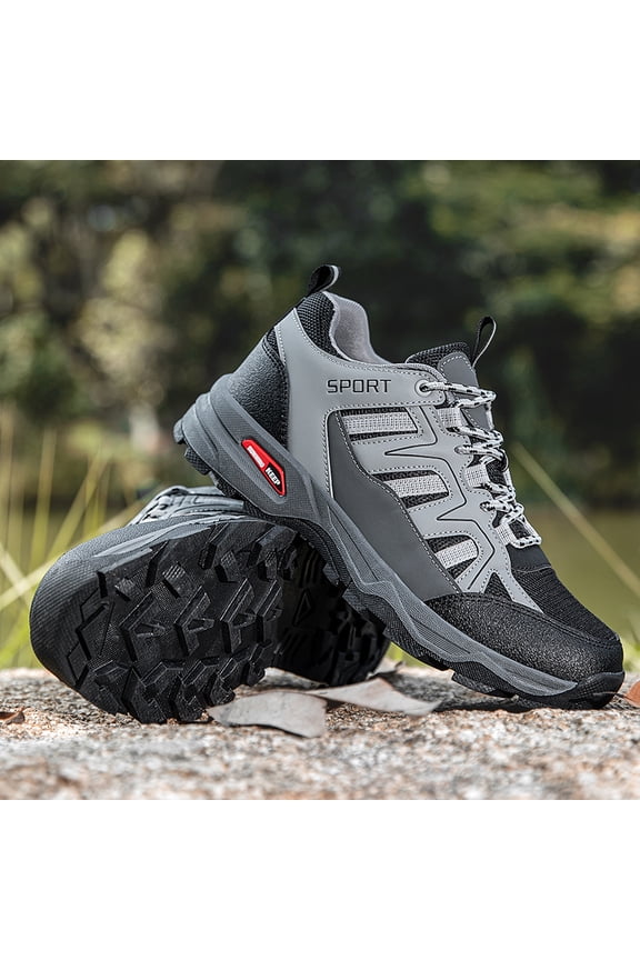 Durable Wearproof Men’s Summer Mountain Hiking Shoes Breathable Mesh Anti Slip Outdoor Trekking Sneakers Lightweight Cushioning Comfort Footwear for Trail Walking Sports