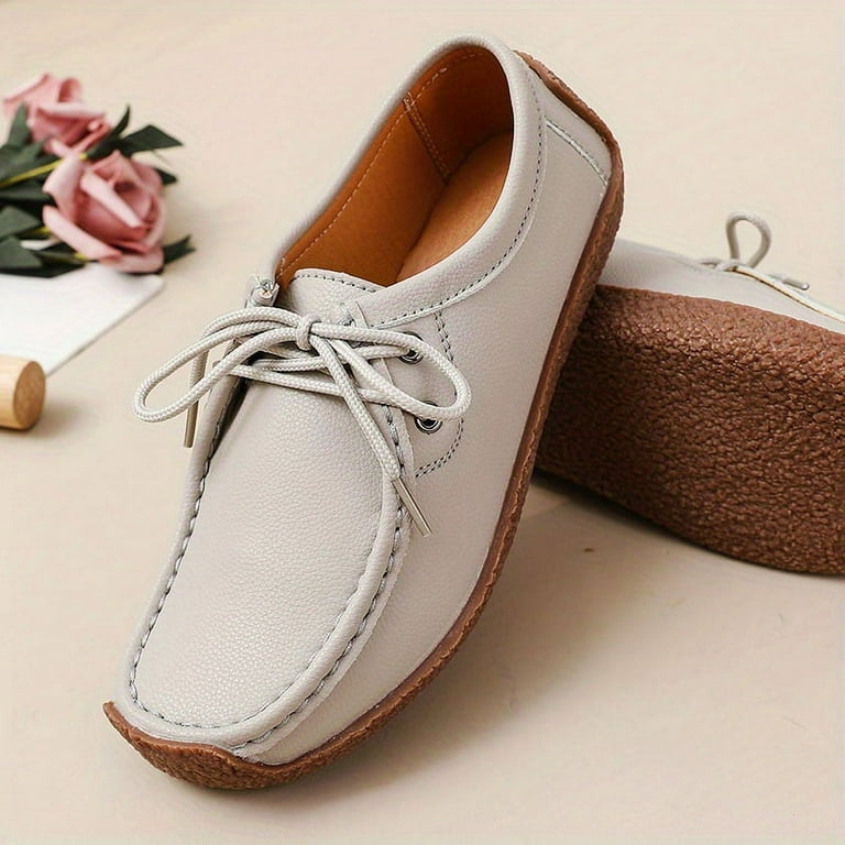 Durable Women s Oxford Shoes Comfortable Low Top Flats with Lace Up Closure and Versatile Style Made with Wear Resistant Faux Leather