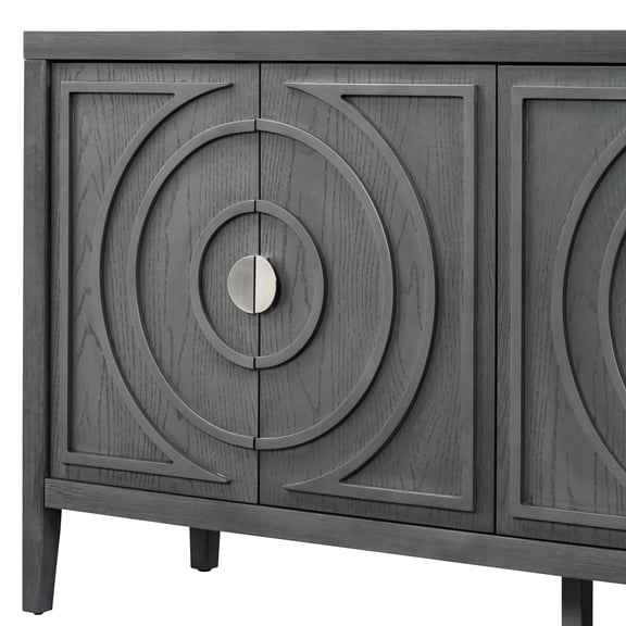 Durable Wood Material & Textured Finish - Gray Sideboard for Kitchen Storage