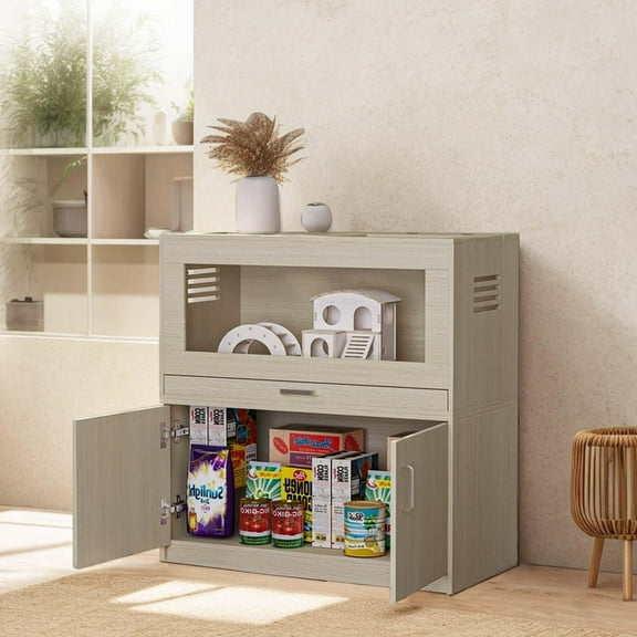 Durable Wooden Hamster Cage With Acrylic Windows, Storage Cabinet, And Openable Top – Perfect For Guinea Pigs, Rabbits, And Small Animals
