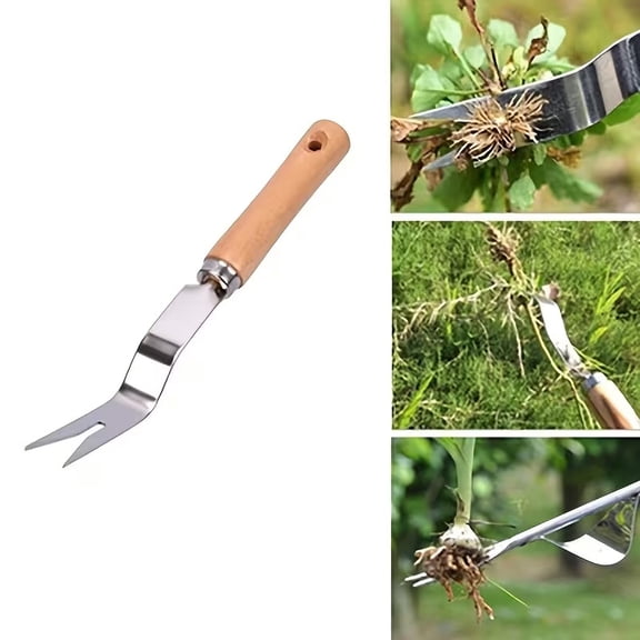 Durable Wooden-Handled Weeding Fork - Garden Hand Tool for Lawn Dethatching, Root Removal & Soil Cultivation