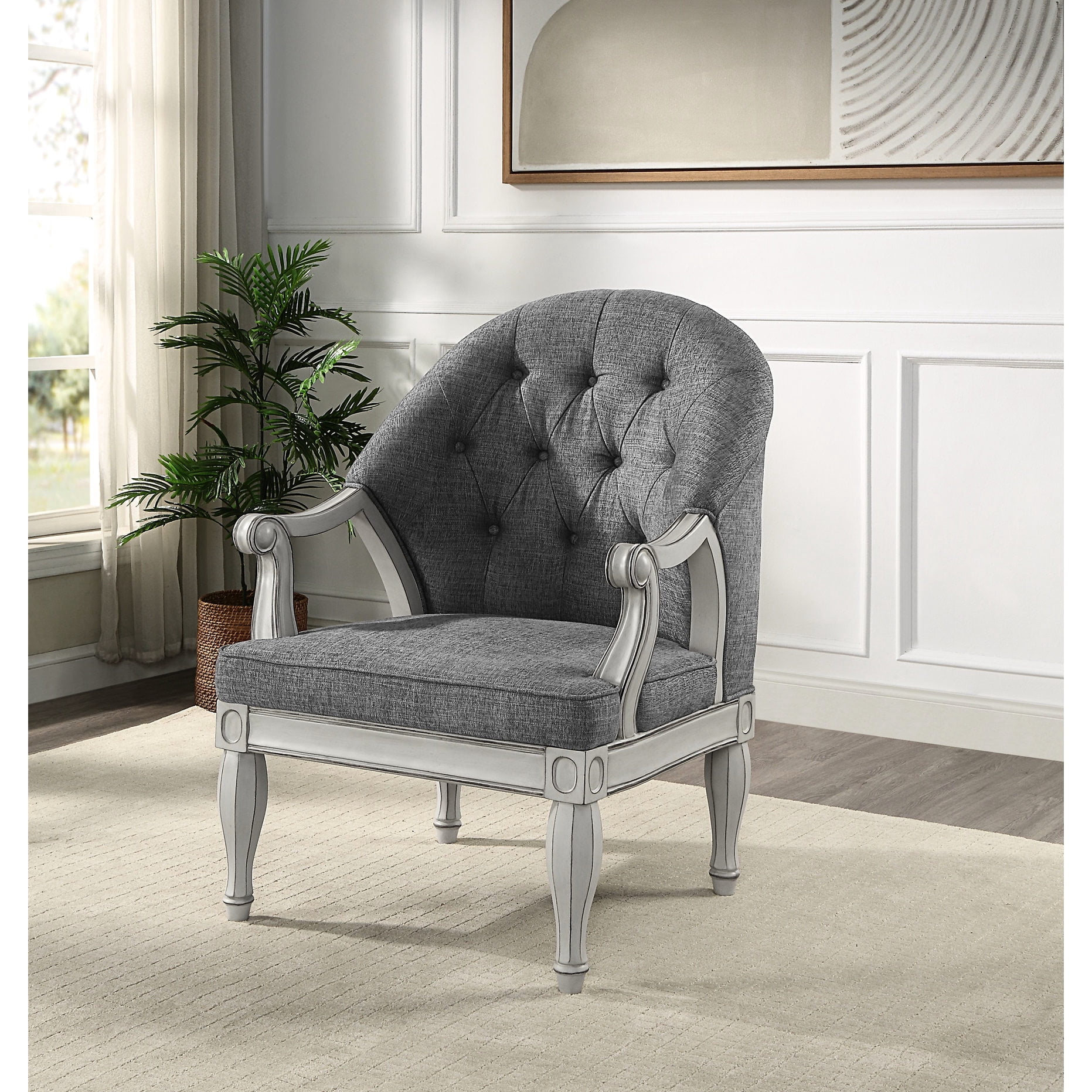Durable Wooden Leg Chair / Elegant with Button Tufting - Walmart.com