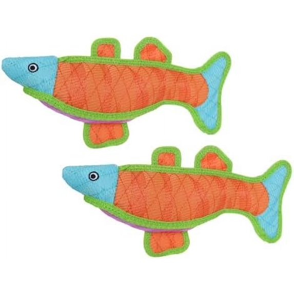 Durable Woven Fiber - Fish- Squeakers - Multiple Layers. Made Durable, Strong & Tough. Interactive Play Dog Toy (Tug, Toss & Fetch). Machine Washable & Floats (2 Pack)