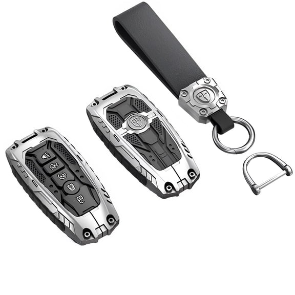 Durable Zinc Alloy Protective Case Cover for Ford 3 4 5 Button Smart Key Fob with Keychain Compatible with F Series F150 F250 Mustang Explorer Expedition Vehicles
