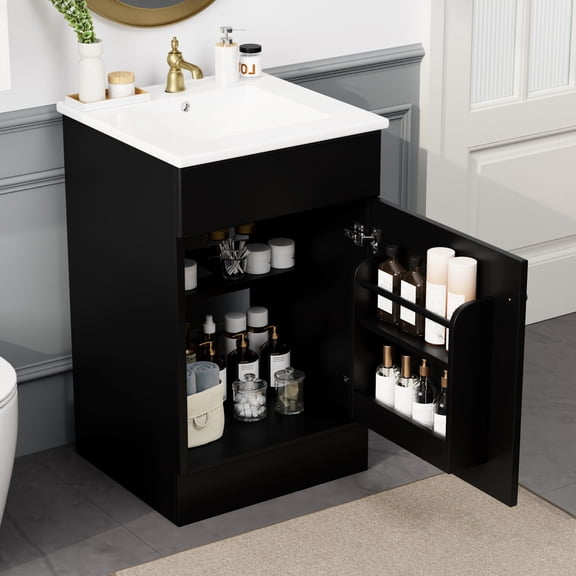 Durable and Easy-to-clean - 20" Freestanding Bathroom Vanity with Soft-closing Door and Ample Storage