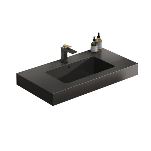 Durable and Elegant - Matt Black Quartz Basin for a Refined Bathroom