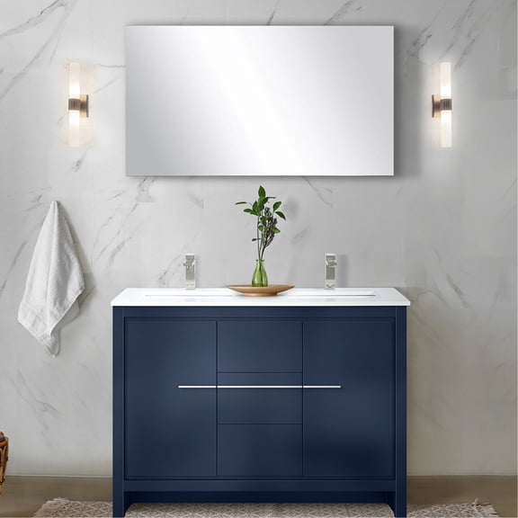 Durable and Functional - 48 - inch double bath vanity with scratch - resistant surface for long - term use