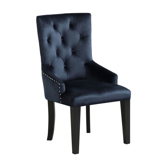 Durable and Spacious Seating - Relax in a Comfortable Dark Navy Velvet Side Chair