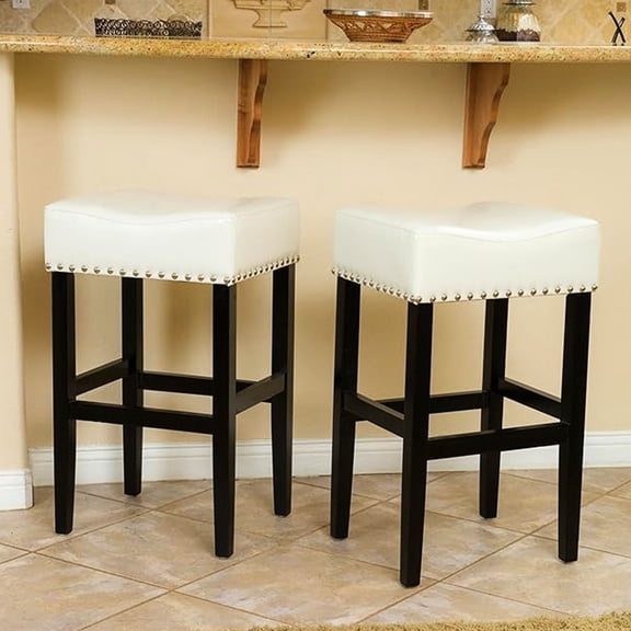 Durable and Stylish - Backless Leather Counter Stools Set for Kitchen Islands