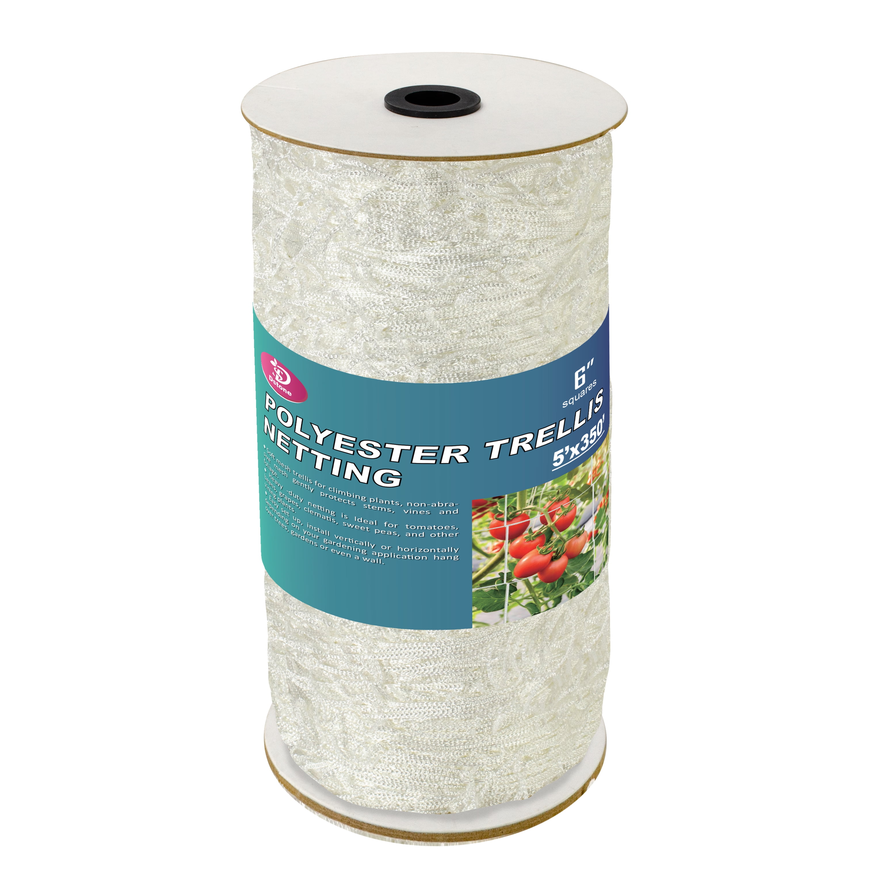 Durable and Versatile Polyester Trellis Netting for Climbing Plants, Flower, Fruits and Vegetables ( 6" x 6" Mesh - 5' x 350' Size)