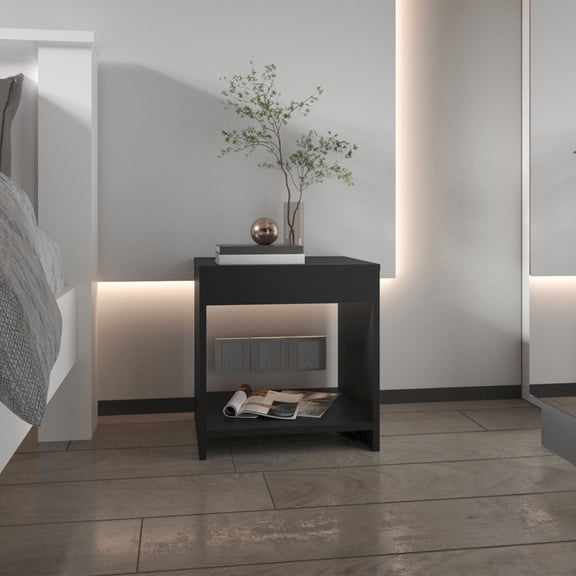 Durable bedside storage / Small room friendly / MDF and solid wood filler