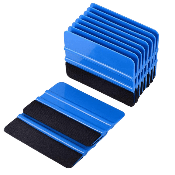 Durable black felt-edged vinyl squeegee tool, 4 inches, suitable for automotive vinyl film application, window tinting, etc., professional scratch-free squeegee (10-pack)