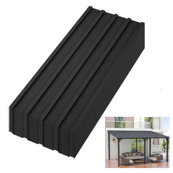 Durable galvanized metal roofing sheets for garden, gazebo, garage, shed corrugated, weatherproof & robust replacement roof for patio and outdoor use black 40 pieces, 42.52 x 16.77 inches