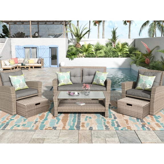 Durable wicker sectional sofa set - Maximize your outdoor space for a cozy conversation experience
