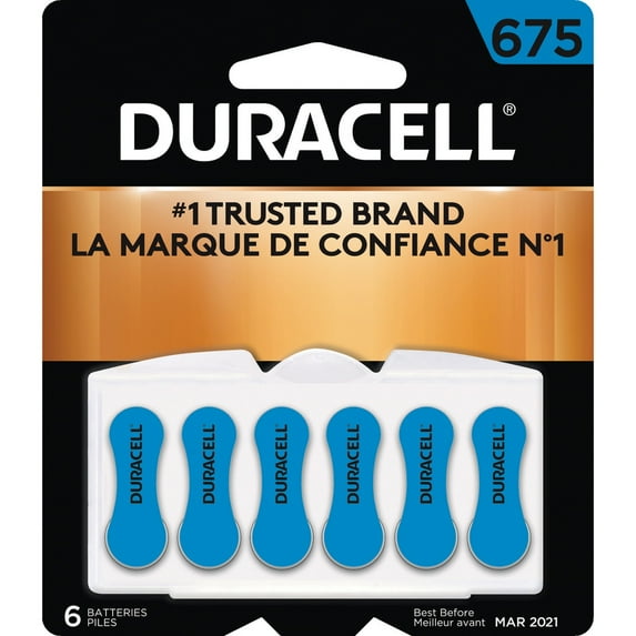 Duracell 00433 No. 675 Hearing Aid Battery, 6 Pack