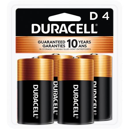 Duracell 1.5V Coppertop Alkaline D Batteries, 4 Pack