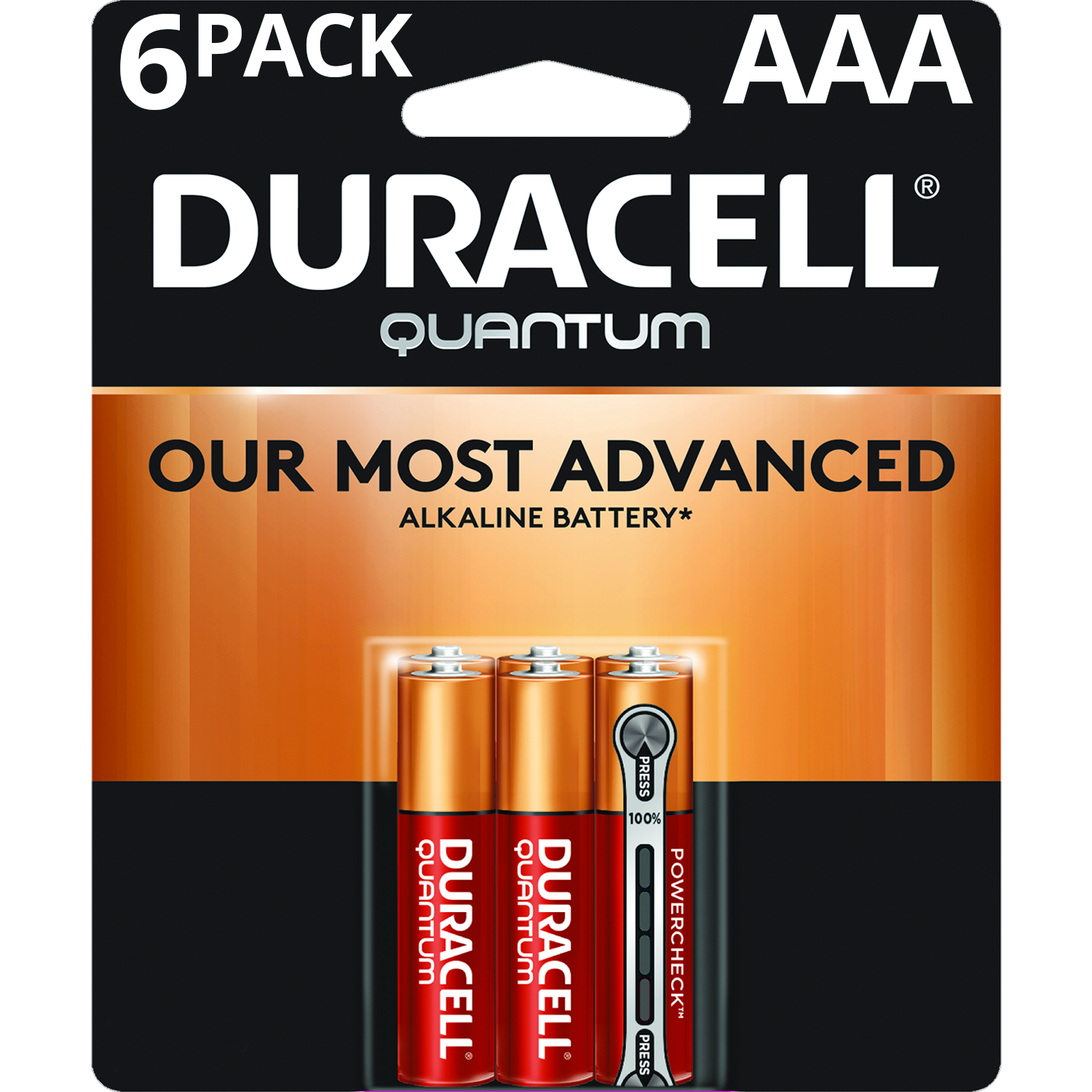 Duracell 1.5V Quantum Alkaline AAA Batteries with PowerCheck, 6 Pack - image 1 of 8