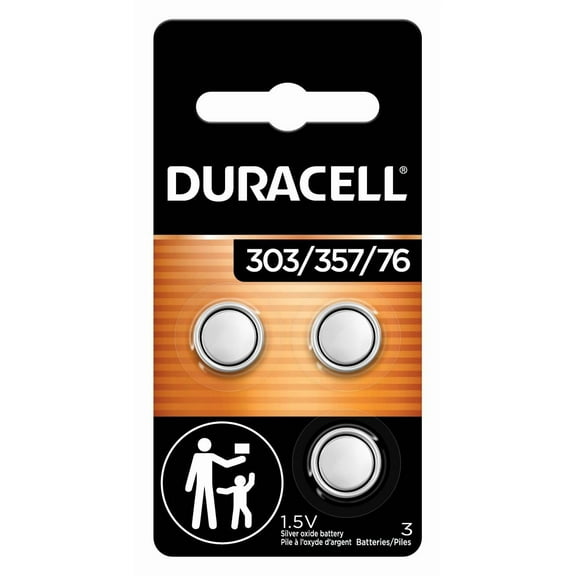Duracell 1.5V Silver Oxide Button Battery 303/357, 3ct.