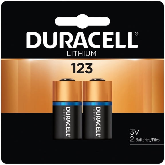 Duracell 123 High Performance 3V Lithium Battery, 2 Pack
