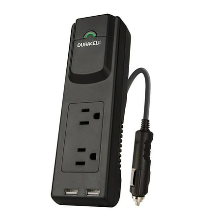 Duracell - 175W Power Strip Inverter with Dual USB Ports - Black