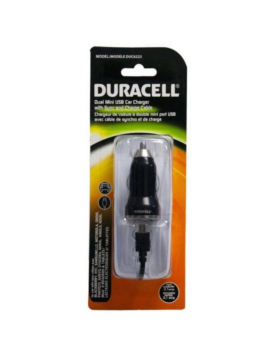 Duracell 2.1 Amp Dual USB Car Charger with Micro USB Cord (Available in